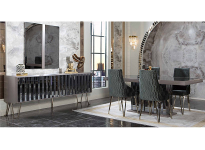 Conjunto de comedor beige de diseñador, mesa de comedor con 4 sillas, juego de 7 piezas nuevo.