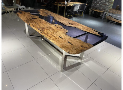 Mesa de comedor de resina de epoxi Mesa de cocina Mesa de comedor Mesa de comedor de 240 cm Madera Marrón