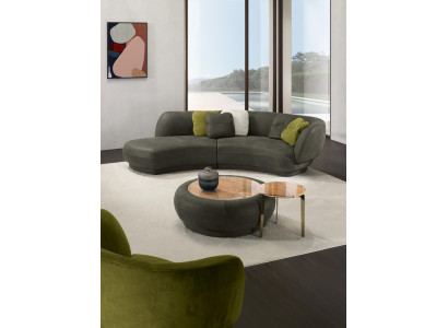 Sofá de tela de 3 plazas con tapizado de cuero moderno, asiento de relax, muebles de lujo, sofá esquinero redondo.