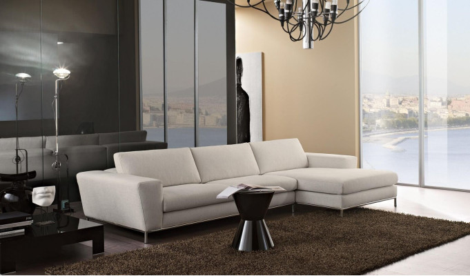 Sofá de esquina de lujo de textiles en forma de L moderno blanco asiento muebles sala de estar esquina nuevo.
