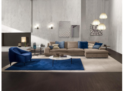 Sofá en forma de L de esquina de lujo italiano gris PRIANERA para sala de estar.