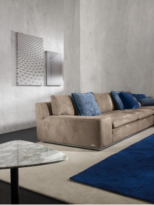 Sofá en forma de L de esquina de lujo italiano gris PRIANERA para sala de estar.