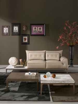 Conjunto de lujo de sofá de 2+1 plazas, sofá, sofás, sillón, cuero, 2 piezas. PRIANERA.