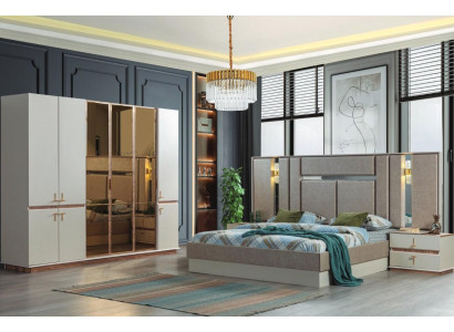 Cama de diseño Armario de madera Mesitas de noche de lujo Juego de dormitorio