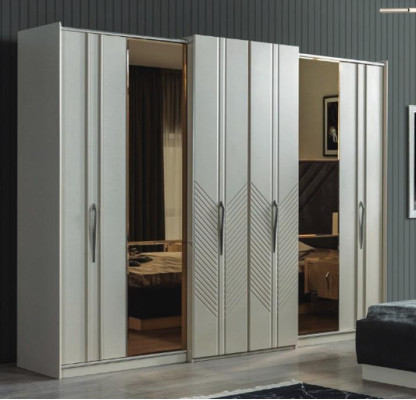 Armario blanco moderno de 4 puertas de madera para dormitorio, nuevo.