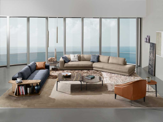 Sofá Muebles de la habitación Sofá de tres plazas Diseño Sofá de tres plazas Sofá tapizado Azul Prianera