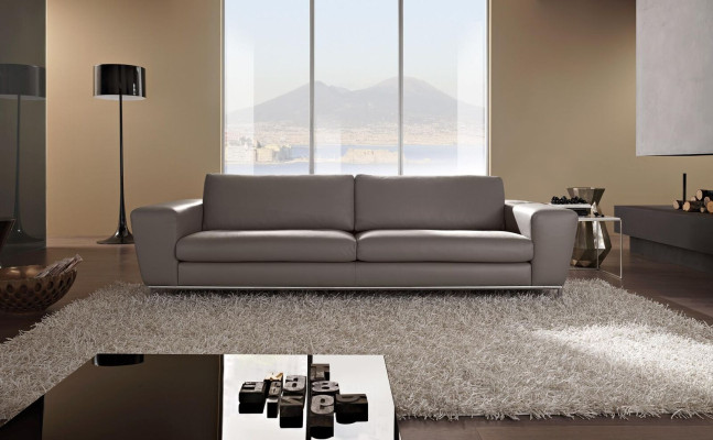 Couch moderno Sofá de cuero Diseño sofá de tres plazas Asiento gris Sofa de 3 plazas Prianera
