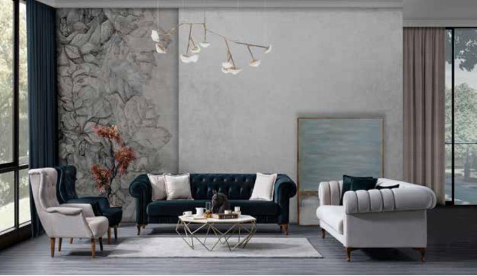 Sofá de lujo para la sala de estar verde oscuro. Sofá moderno de madera con marco de madera.