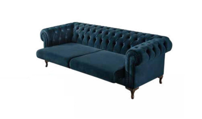 Sofá de lujo para la sala de estar verde oscuro. Sofá moderno de madera con marco de madera.