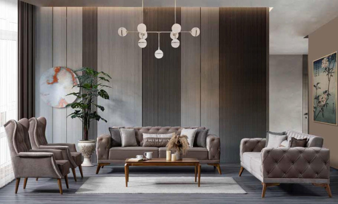 Sofá de 3 plazas Gris Acolchado de ocio para sala de estar Sofá cómodo y moderno NUEVO.