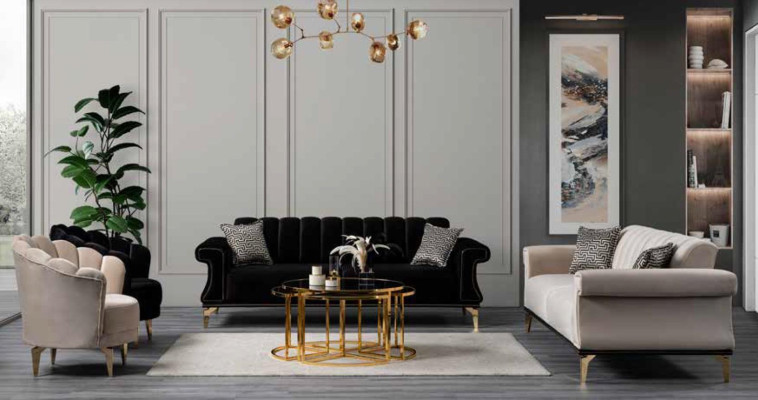 Acolchado suave Sofá de lujo de 2 plazas Cómodo sofá de salón de estilo moderno