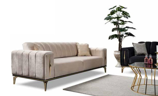 Acolchado suave Sofá de lujo de 2 plazas Cómodo sofá de salón de estilo moderno