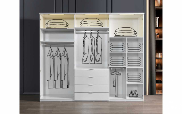 Armario blanco de 4 cajones armarios de dormitorio de madera muebles