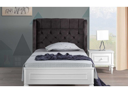 Moderno juego de cama individual Chesterfield con mesita de noche estilo sofisticado.