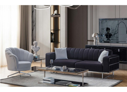 Conjunto de asientos Modernos en tela Sofás de diseñador Tresillo Acolchado Sillón