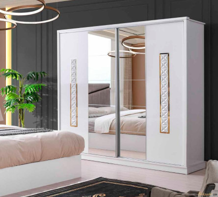 Armario de dormitorio Rectangular Estilo moderno Diseño Blanco Monocromático