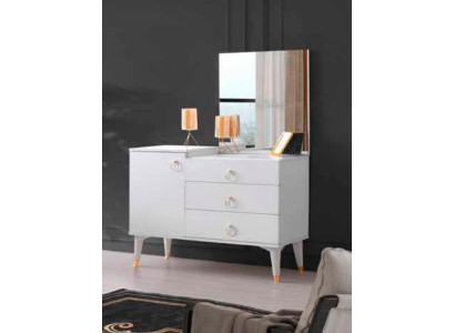 Mesa de tocador con espejo color blanco Diseño moderno Rectangular Dormitorio