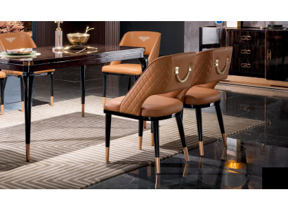 Juego de sillas para comedor con cojines de asiento, sillas de cuero y madera modernas.