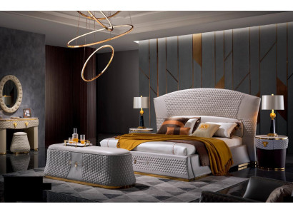 Cama camas cama doble dormitorio cuero tapizado textil camas dobles
