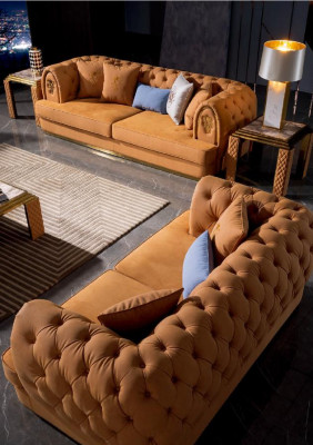 Sofá de diseño de tres plazas tapizado, sofá moderno de asientos, muebles de sala.