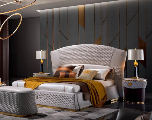 Cama camas cama doble dormitorio cuero tapizado textil camas dobles