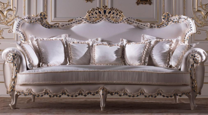 Sofá clásico de tres plazas, conjunto de sala de estar, sofá de tela de tres plazas.