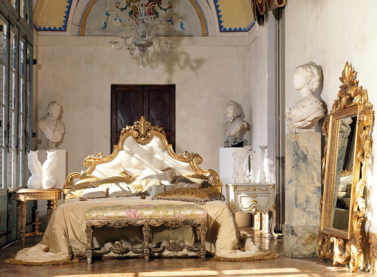 Cama Chesterfield de lujo, camas de madera de lujo, muebles italianos, cama doble con dosel, nuevo.