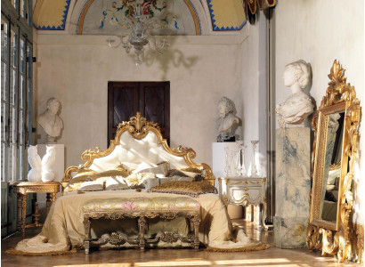 Cama Chesterfield de lujo, camas de madera de lujo, muebles italianos, cama doble con dosel, nuevo.
