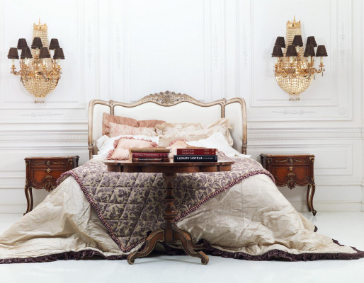 Cama clásica cama doble Chesterfield muebles de lujo Mobiliario italiano