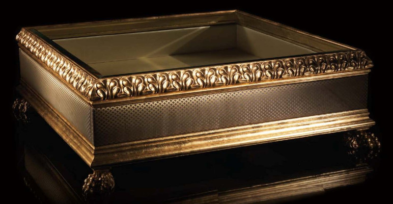 Mesa de centro de lujo de vidrio, muebles de madera maciza, mesas de salón, mesas de centro, Italia.