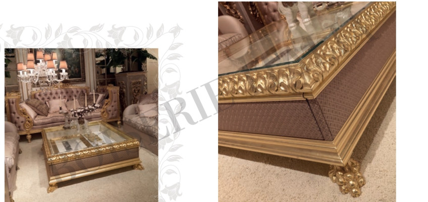 Mesa de centro de diseño Muebles Estilo Barroco Madera Mesa italiana Mesas Mesas de centro