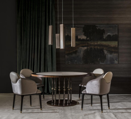 Grupo de sillas Conjunto Textil Tela Madera Sillas de comedor tapizadas 4 sillas