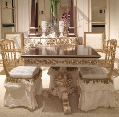 Mesa de comedor de madera, mesas de comedor, mesas de comedor, diseño de madera, muebles de lujo de Italia.