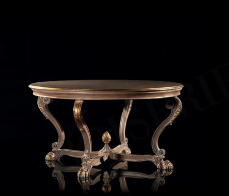 Mesa de comedor Mesas redondas de salón Madera Real Barroco Muebles italianos Barrocos