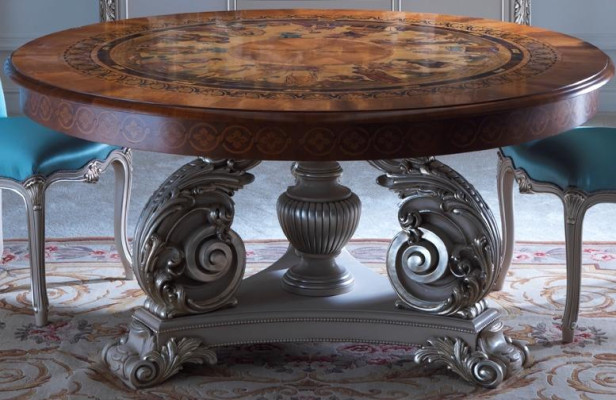 Mesa redonda Comedor Muebles de comedor italianos Mesas de madera maciza Mobiliario de mesa