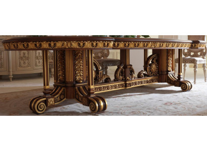 Mesa de comedor Hoja de comedor Dorado Sala de estar Madera Mesa clásica italiana Muebles