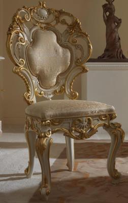 Sillas de comedor de madera, silla de lujo, silla blanca, sillas de salón, muebles barrocos nuevos.