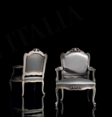 Sillón clásico barroco rococó italiano de madera de una plaza nuevo