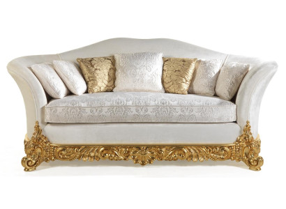 Sofá blanco clásico de tres plazas para salón, sofás de tela de tres plazas.