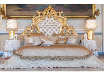 Cama Chesterfield Muebles Italianos Decoración Barroca Rococó Oro Cuero Camas