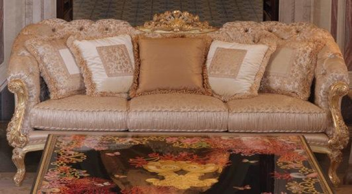 Chesterfield Sofá de tres plazas clásico en tela para sala de estar, sofá de salón de tres plazas.