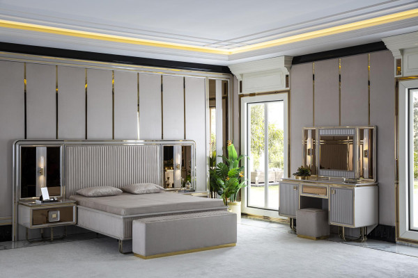 Taburete blanco, elegante dormitorio muebles de madera diseño moderno hermoso