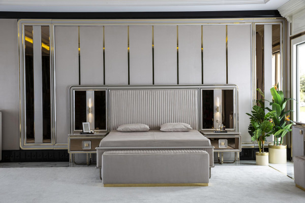 Taburete blanco, elegante dormitorio muebles de madera diseño moderno hermoso