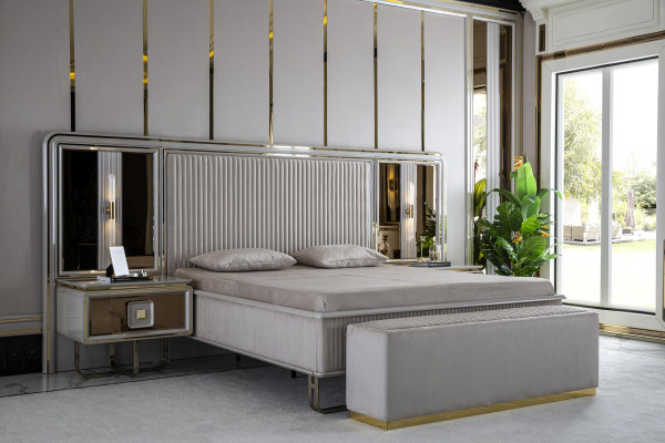Taburete blanco, elegante dormitorio muebles de madera diseño moderno hermoso