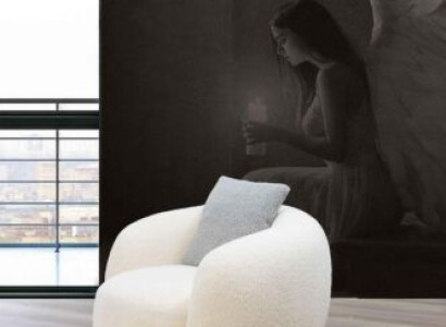 Sillón redondo moderno beige muebles lounge club diseño sillón