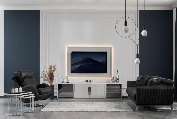 Conjunto de salón Sofá 31 Asiento Soporte de TV Pared de televisión Lujo de 4 piezas