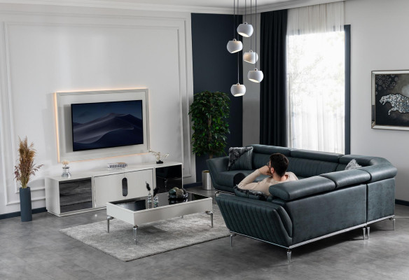 Conjunto de salón Sofá 31 Asiento Soporte de TV Pared de televisión Lujo de 4 piezas