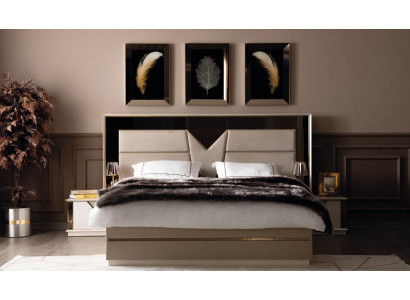 Dormitorio conjunto cama 2x mesitas noche madera de lujo conjunto de 3 piezas cama moderna