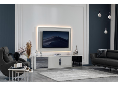 Conjunto de salón Mueble de TV Mural Televisor Aparador bajo Diseño de lujo nuevo de 2 piezas