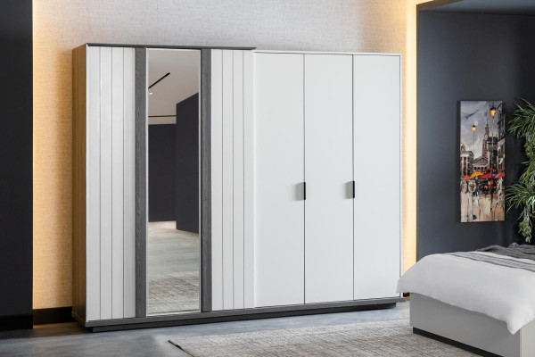 Dormitorio Muebles Madera Armario Moderno Gris 260cm Loft
